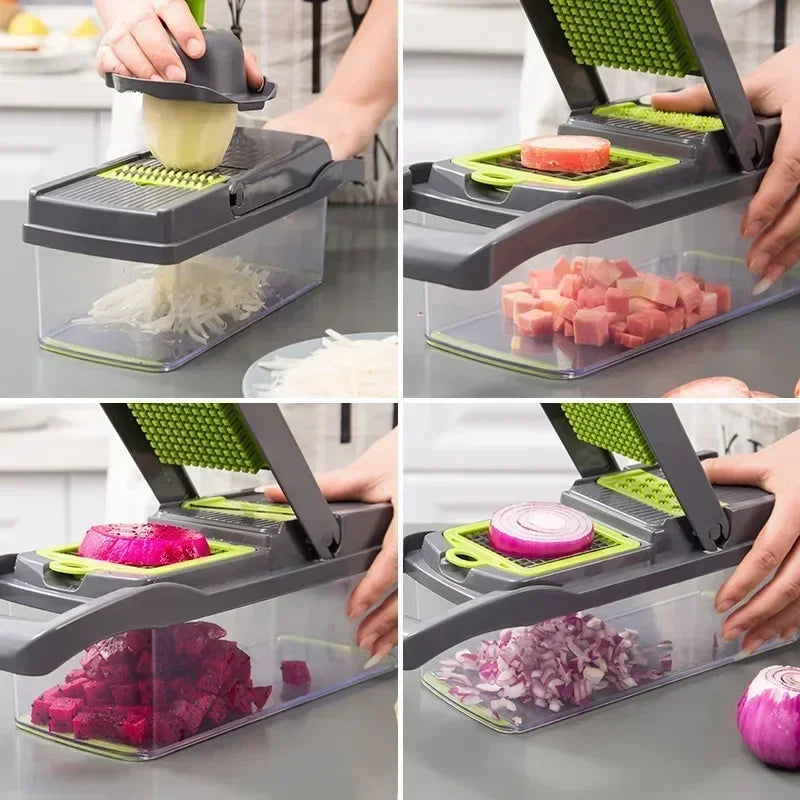 14/16 in 1 Handle Multifunctional Vegetable Chopper Food Grate Food Chopper Vegetable Slicer Dicer Cut Kitchen Items cocina