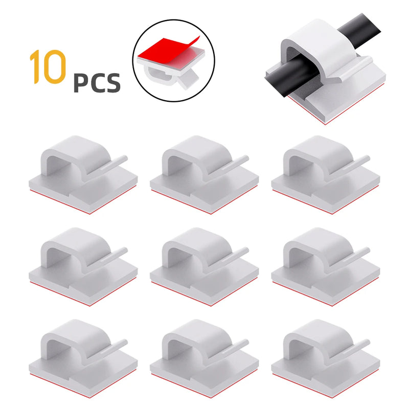 10/20/50/100pcs Cable Clips, Adhesive Cable Organizer Cord Holder, Durable Strong Cable Wire Management for Car, Office and Home