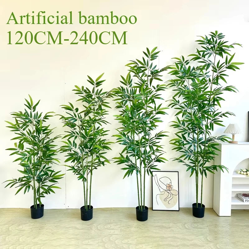Artificial Green Bamboo PU+PVC Non-fading Light Luxury Demolition Bamboo Indoor and Outdoor Courtyard Decoration 1.2M To 2.4M