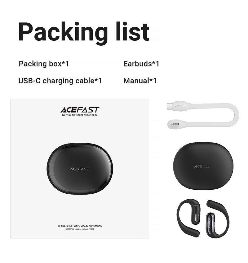 ACEFAST FA002 ACEFIT Air Wireless Bluetooth 5.4 Open-Ear Earphones ENC Call Noise Reduction Earbuds with Ultra Thin Charging Box