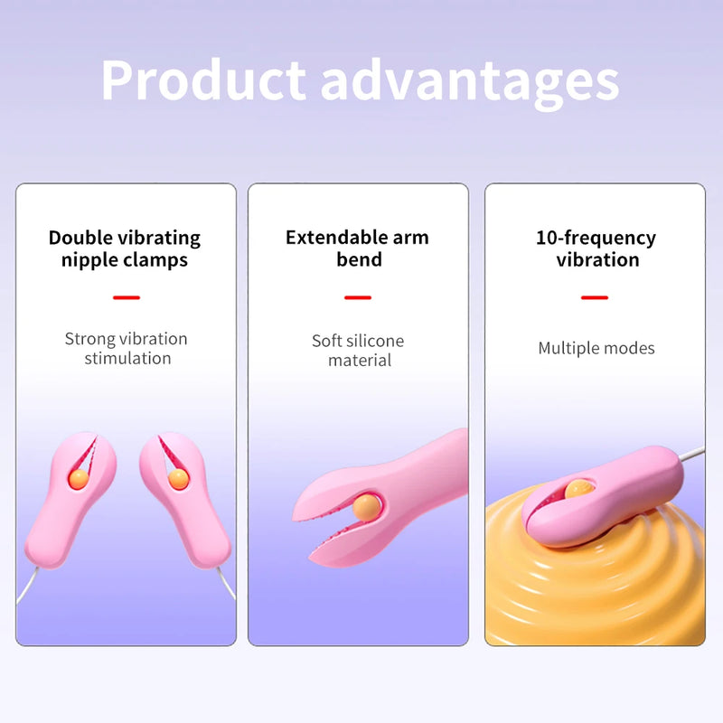 10 Modes Electric Nipple Clamp Breast Massage Vibrator Enhancer Bondage Adult Stimulator Sex Toys For Women Couples Female