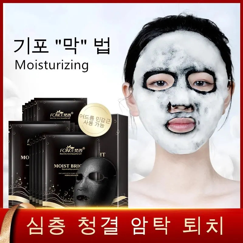 10pcs FONCE Oxygenating Black Sea Salt Bubble Mask Moisturizing Mask Care Deep Purifying Moisturizing Mask