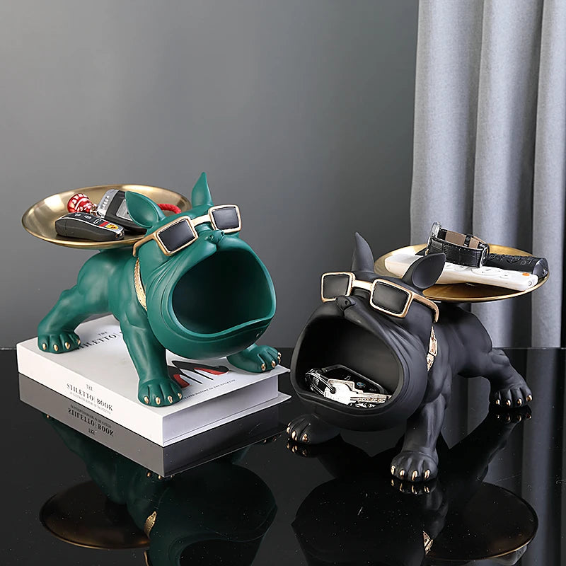 30cm Home Decor Bulldog Figurine Dog Statue Storage Box Animal Ornament Resin Craft Art Sculpture Figurine Home Puppy Sculpture