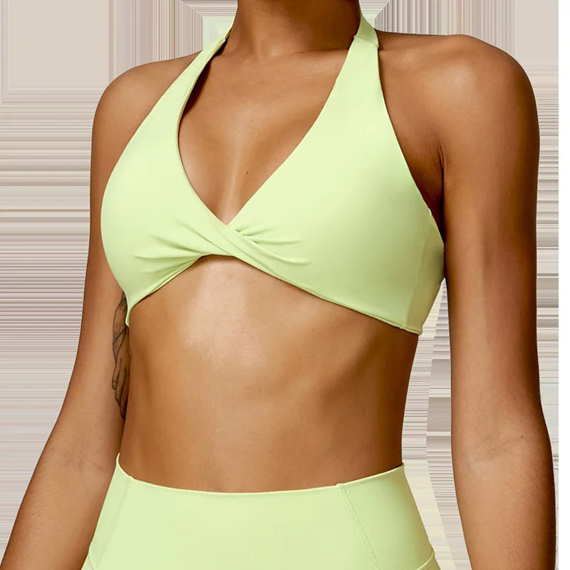 Women's Halter Sports Bra Sexy Beautiful Back Top Push Up Fitness Bra Yoga Gym Workout Bra Fitness Top Sports Breathable Bra
