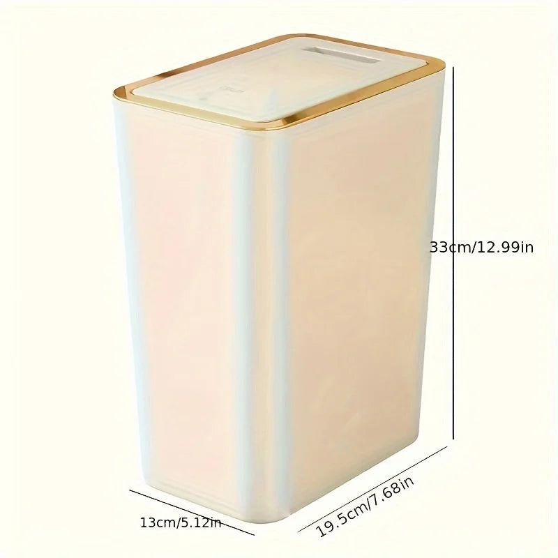 10L Smart Trash Can With One Button Pop Up Lid High Looking Anti Odor Lidded High End Slit Paper Basket For Home Toilets
