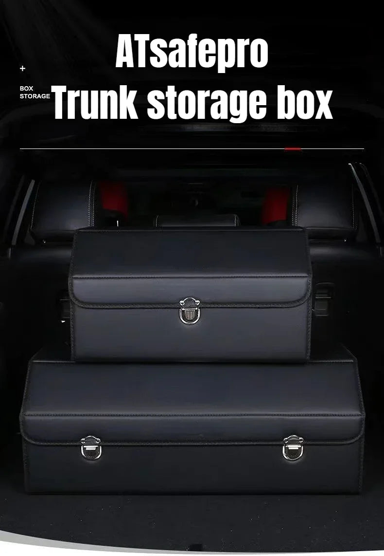 Car Trunk Organizer Organizers And Storage Suv Faux Leather Foldable Trunk Multi-Compartment Adjustable Auto Grocery Storage Box