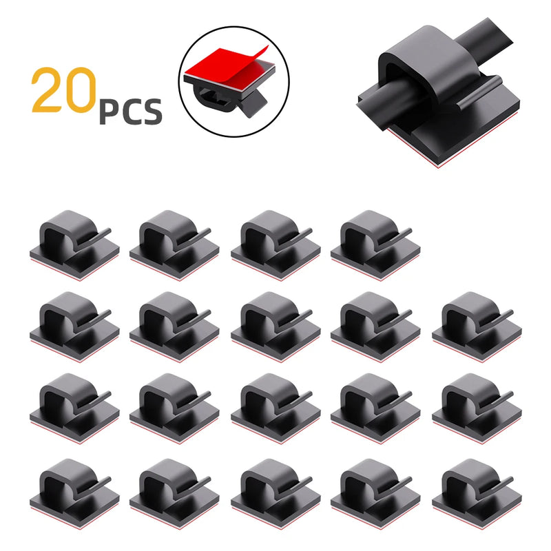 10/20/50/100pcs Cable Clips, Adhesive Cable Organizer Cord Holder, Durable Strong Cable Wire Management for Car, Office and Home