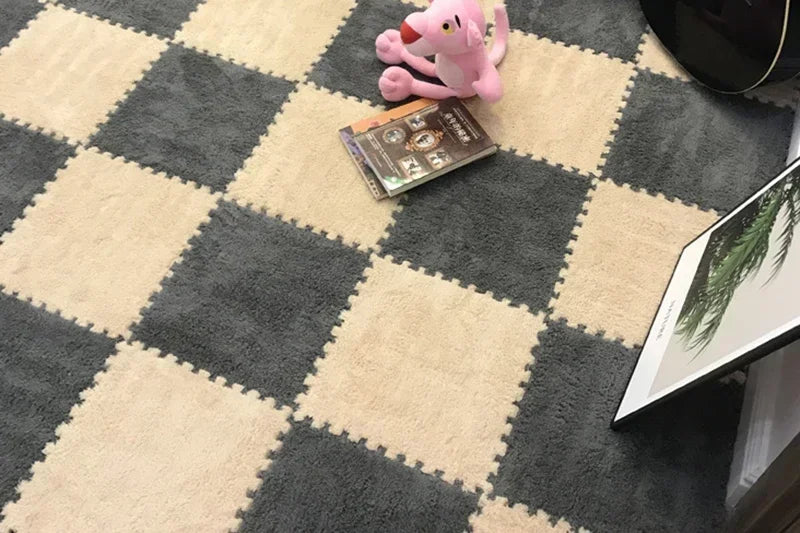 30*30CM Soft Plush Children Kids Rug Play Mat Puzzle Carpet Warm Playmat Interlocking Exercise Tiles Floor Carpet Decoration Mat