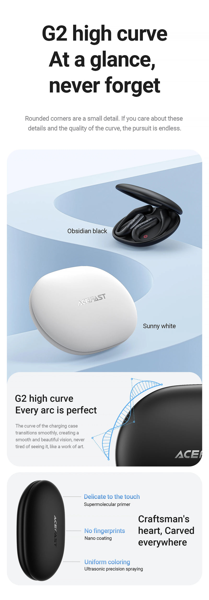 ACEFAST FA002 ACEFIT Air Wireless Bluetooth 5.4 Open-Ear Earphones ENC Call Noise Reduction Earbuds with Ultra Thin Charging Box
