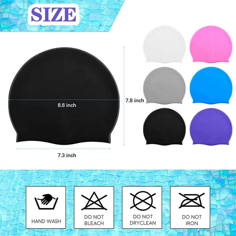 Swimming Cap Silicone Waterproof Swim Hat for Men Women Adult Kids Long Hair Pool Caps Diving Swimming Equipment Elastic Caps