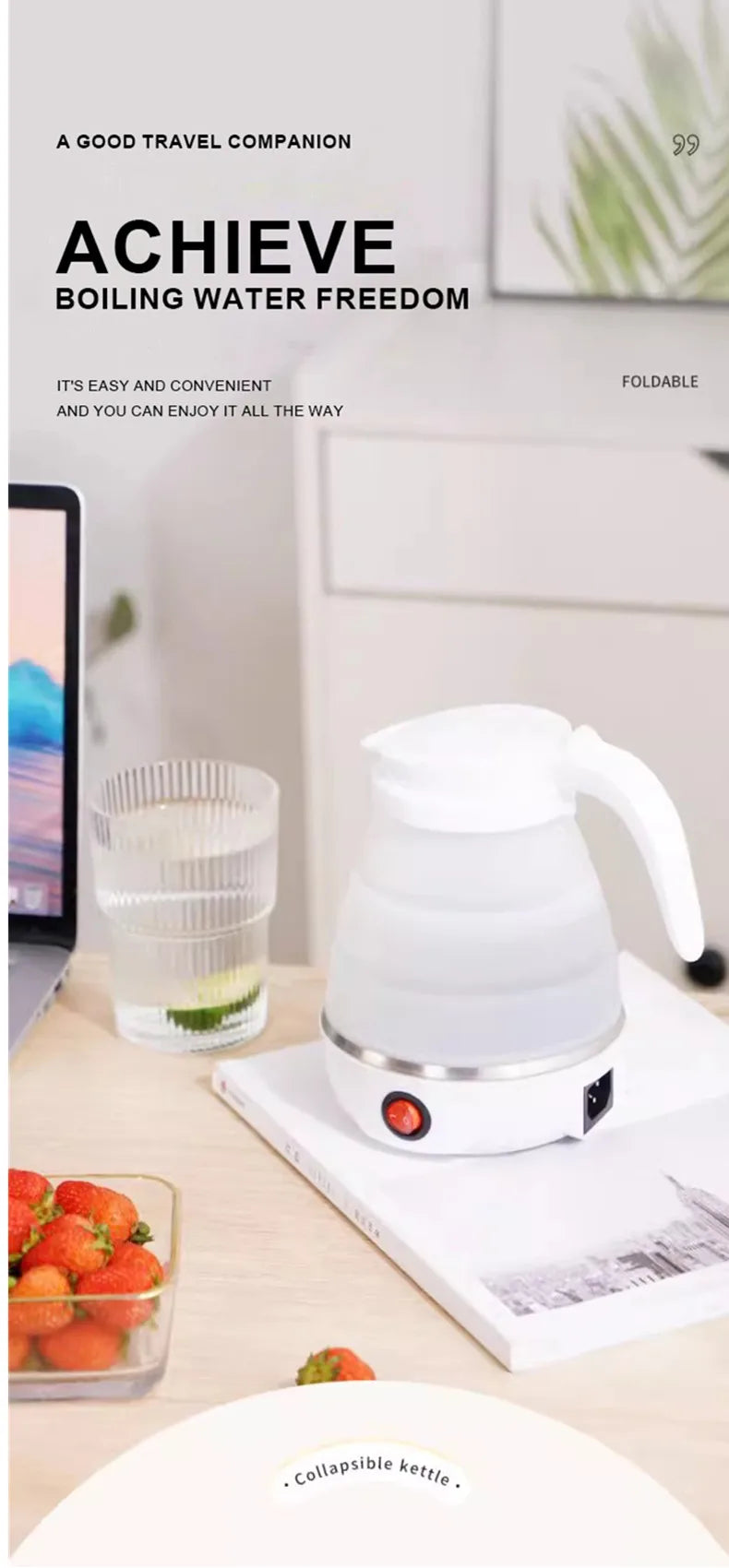 600ML Foldable And Portable Teapot Water Heater Household Travel Electric Water Kettle Kitchen Appliances Water Boiling Pot