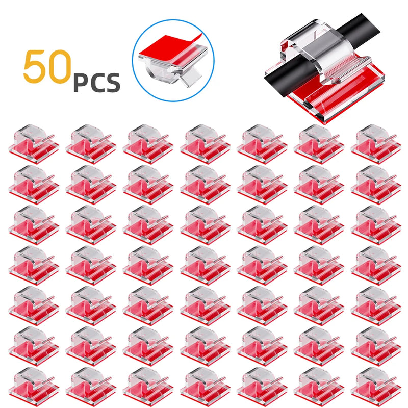 10/20/50/100pcs Cable Clips, Adhesive Cable Organizer Cord Holder, Durable Strong Cable Wire Management for Car, Office and Home
