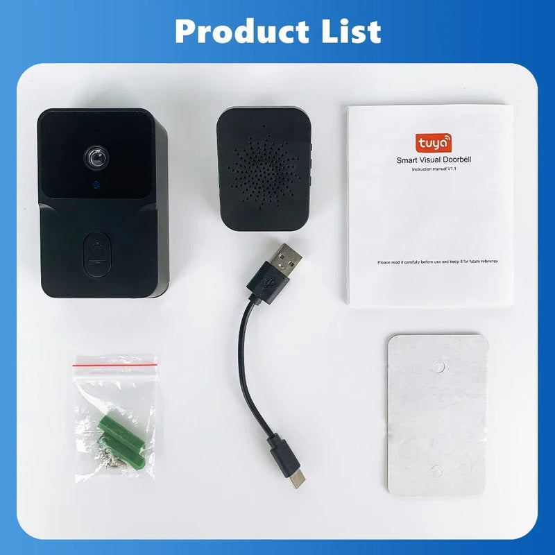 Tuya WiFi Doorbell, Wireless Camera Bell for Home Security, Compatible with Alexa & Google, DC/AC/Battery Powered