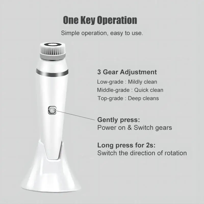 4 in 1 Electric Facial Cleansing Brush Sonic Waterproof Rotate Rechargeable Face Cleaning Device Pore Cleaner Skin Care Tool