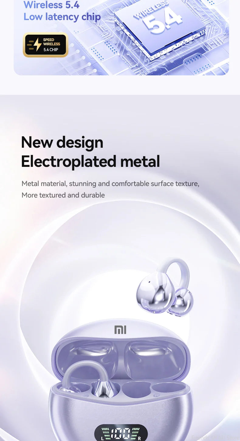 Xiaomi Bone Conduction Earbuds HIFI Bluetooth 5.4 Wireless Clip on Ear With Digital Display Waterproof Sport Headsets With Mic