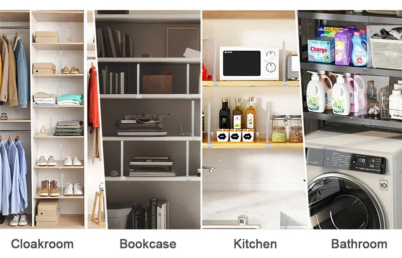 8/6/4/2pcs Transparent Closet Shelf for Wardrobe Organizer Cloth Divider Cupboard Bookcase Divider Baffle