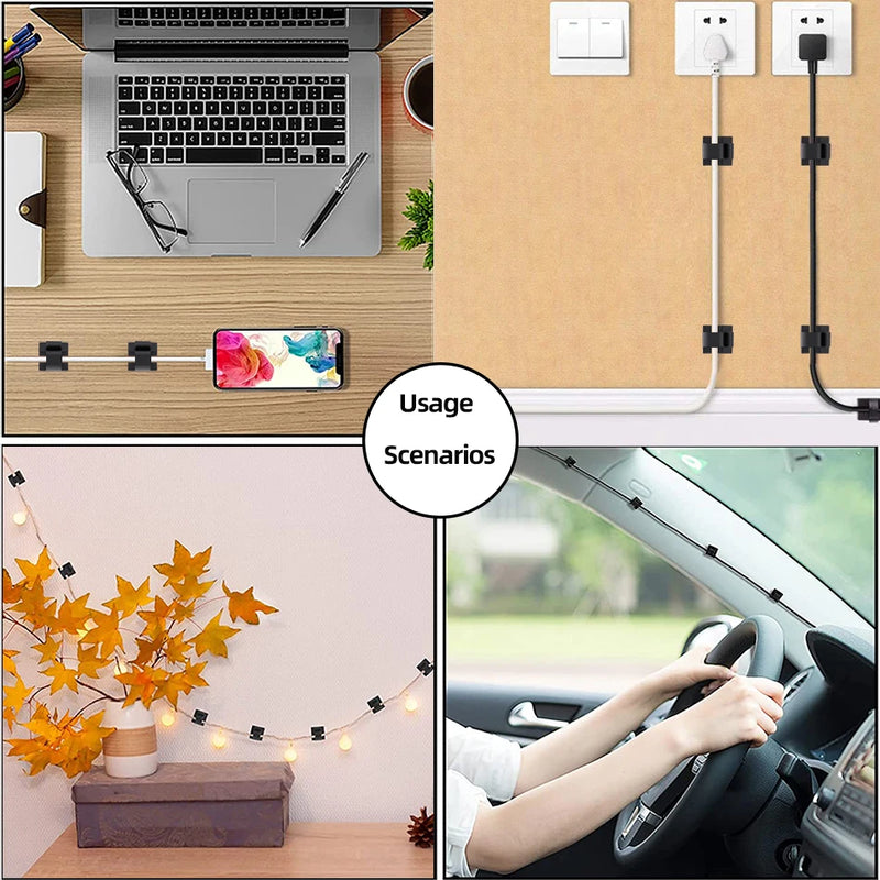 10/20/50/100pcs Cable Clips, Adhesive Cable Organizer Cord Holder, Durable Strong Cable Wire Management for Car, Office and Home