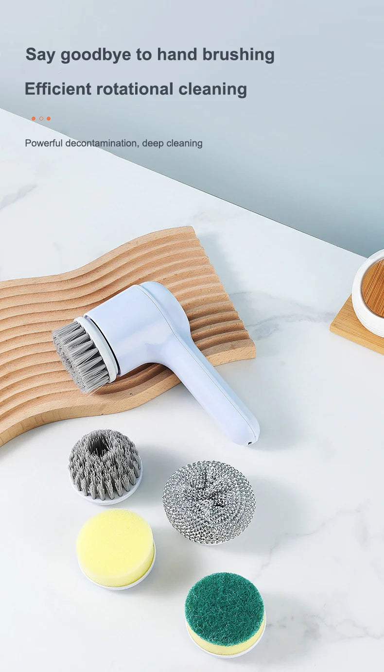 USB Electric Rotary Scrubber Cleaning Brush,With 5 Brush Head Electric cleaning brush,For ,Kitchen,Bathtub Tile Scrubber