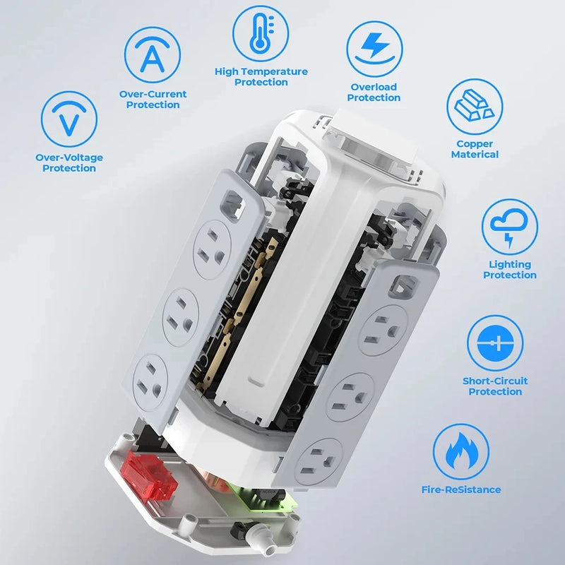 SMALLRT Surge Protector Power Strip Tower with 12 Outlets 4 USB Ports, 10ft Cord Electric Charging Station