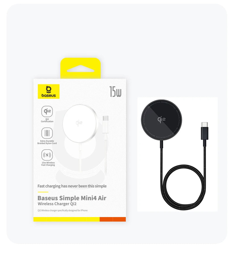 Baseus 15W Qi2 Magnetic Wireless Charger Fast Charging For iPhone 15 14 13 12 Series Pro Max  Wireless Charging For Airpods