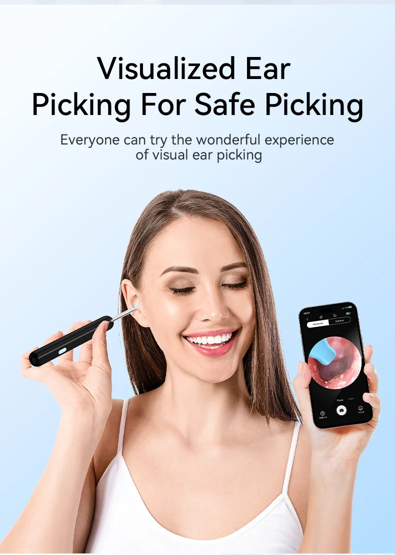 Ear Wax Removal Ear Cleaner with Camera Ears Wax Removal Kit with 1296P HD Ear Otoscope with 6 LED Lights Earwax Removal Tools