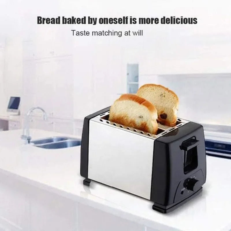 750W Electric 2-Slice Toaster Machine with Removable Crumb Tray, 6-Shade Toast Setting, Compact for Toasting Puff Pastry Waffles