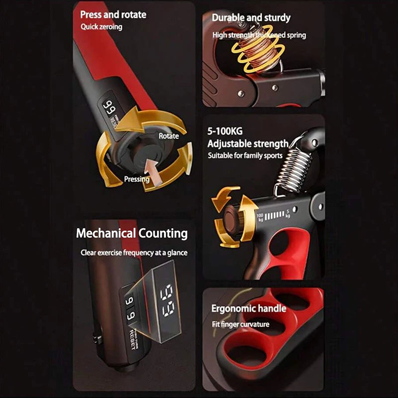 5-100Kg Hand Gripper Gym Wrist Expander Hand Strengthener Adjustable Dynamometer Hand Grip Finger Forearm Trainer Muscle Recover