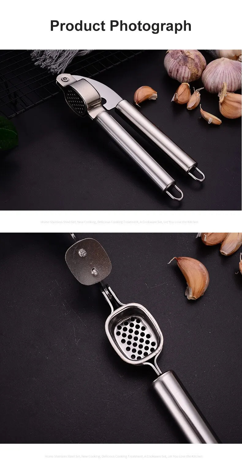 1pc Stainless Steel Garlic Press Household Garlic Garlic Press Manual Garlic Press Creative Kitchen Tools
