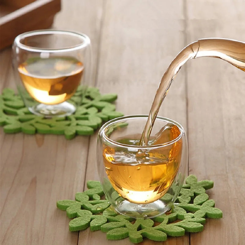 6pcs,80ML Glass Coffee Mugs,Double Wall Glass Coffee Cups,Insulated Espresso Cups,Cold Drinking Wine Shot Glasses,Tea cups