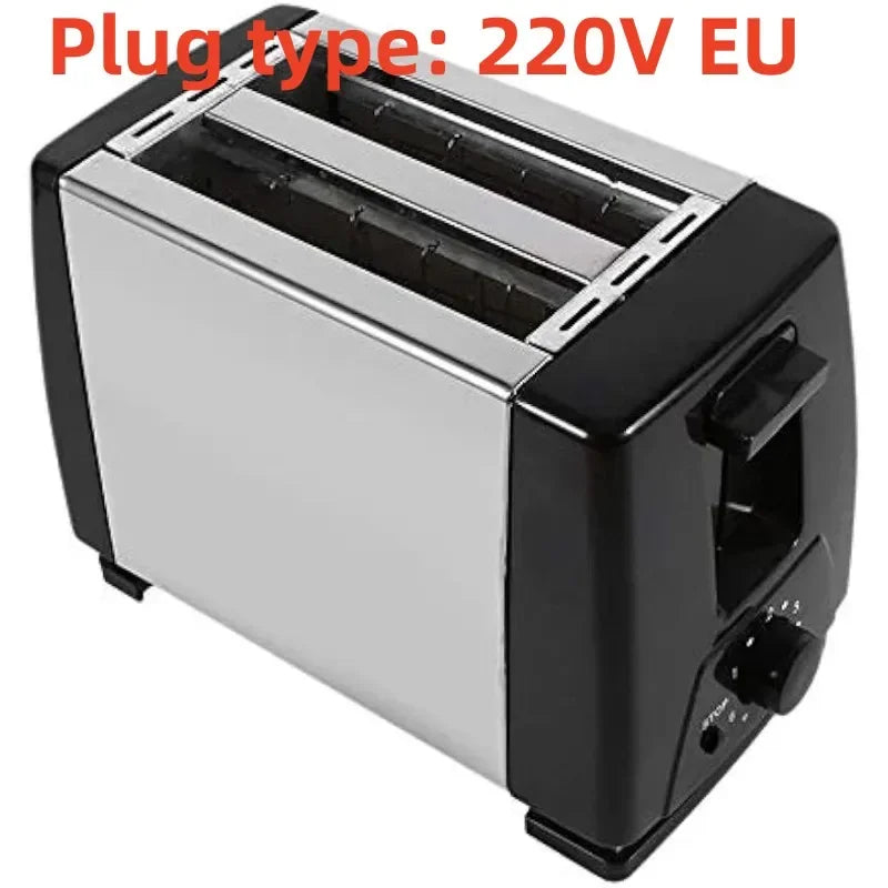 750W Electric 2-Slice Toaster Machine with Removable Crumb Tray, 6-Shade Toast Setting, Compact for Toasting Puff Pastry Waffles