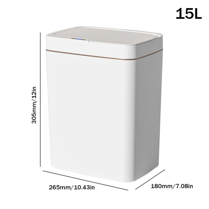 15/18L Smart Sensor Trash Can Waterproof Intelligent Touchless Trash Can Quiet Auto Motion Sensor Rubbish for Kitchen Bathroom