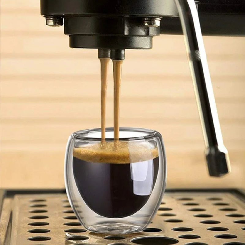 6pcs,80ML Glass Coffee Mugs,Double Wall Glass Coffee Cups,Insulated Espresso Cups,Cold Drinking Wine Shot Glasses,Tea cups