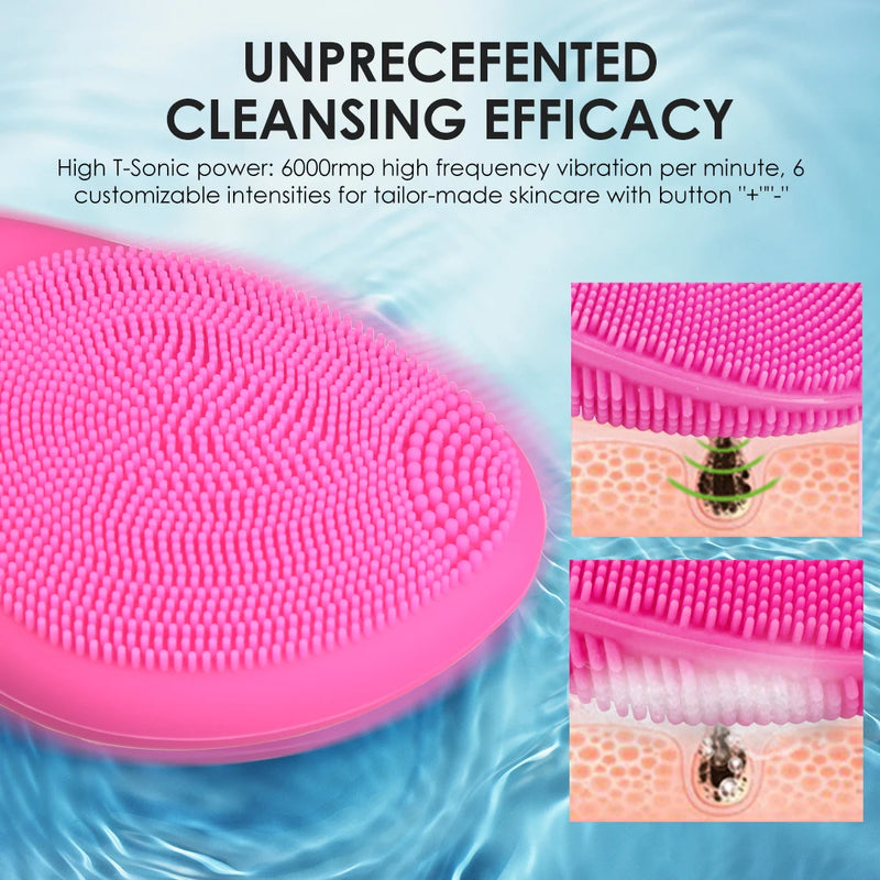 Ultrasonic Electric Face Cleansing Brush Beauty Face Massager 2 in 1 Waterproof Wash Brush Device Deep Cleaning New