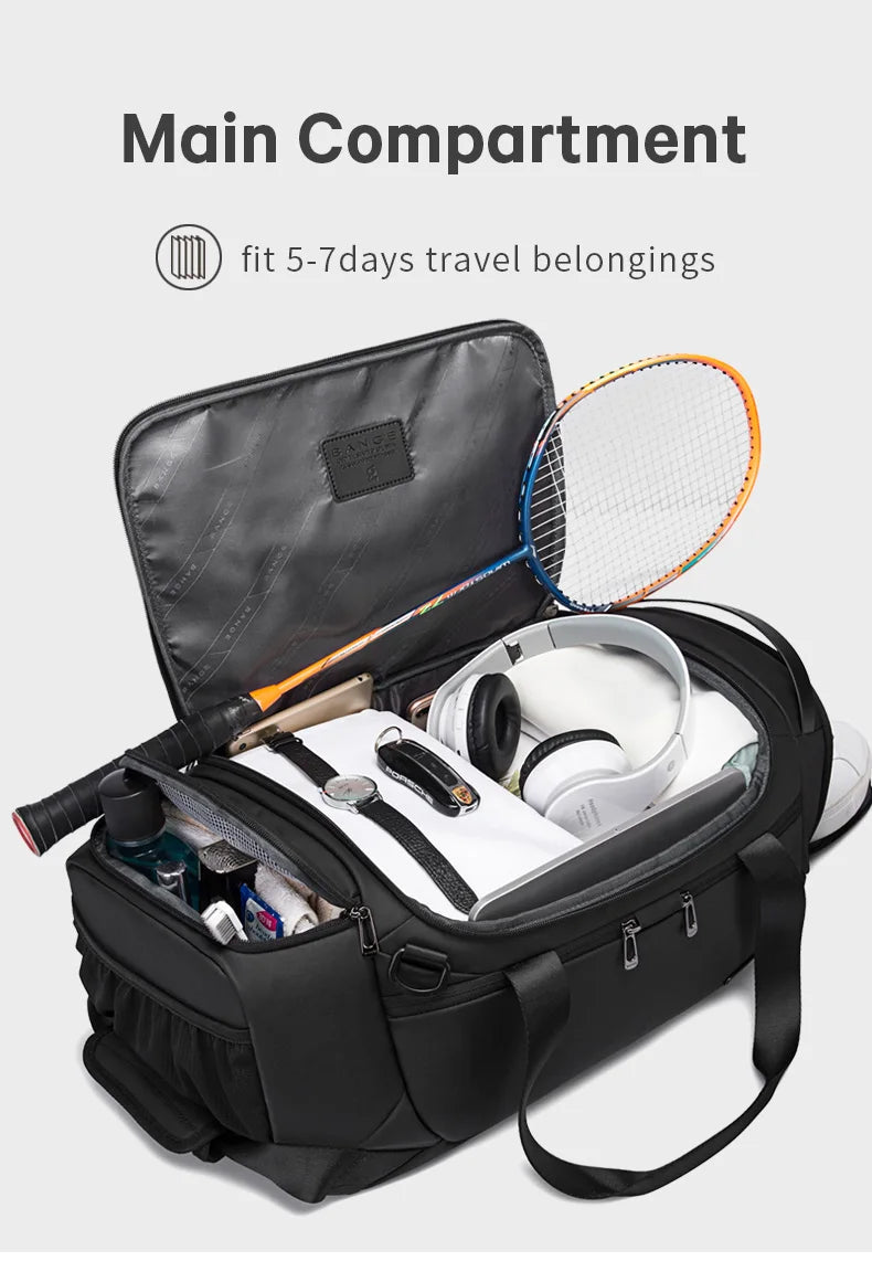 BANGE Sports Waterproof Duffel Bags With Shoe Compartment 21 Inch Gym Bag For Men With Wet and Dry Compartment Travel Bags Gym