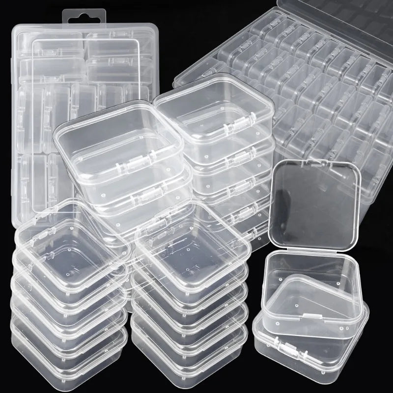 30/14x Clear Rhinestone Boxes Plastic Organizer 5D Nail Art Accessories Containers Art Craft Bead Seed Jewelry Tabletop Storage