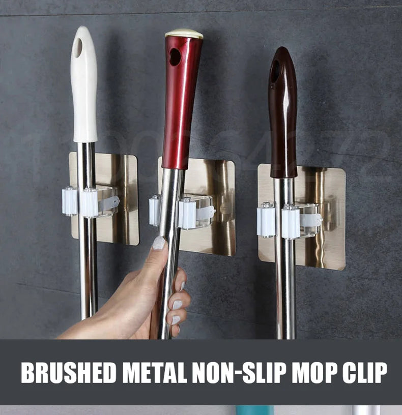 1-10PCS Adhesive Multi-Purpose Hooks Wall Mounted Mop Organizer Holder RackBrush Broom Hanger Hook Kitchen Bathroom Strong Hooks