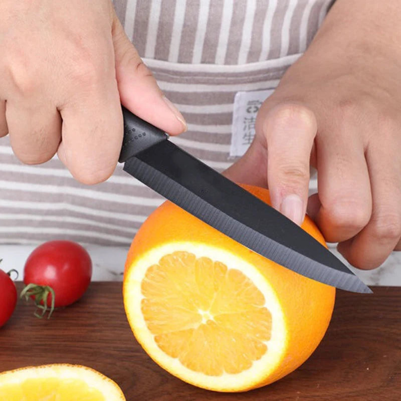 Black Non-slip Plastic Handle Stainless Steel Kitchen Knives Set Fruit Knife Slicing Knife Multifunctional Knife For Household