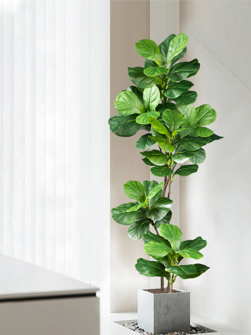 70-135cm Large Artificial Ficus Tree Fake Rubber Plants Branch Plastic Fiddle Leaves for Home Garden Indoor Outdoor Decor
