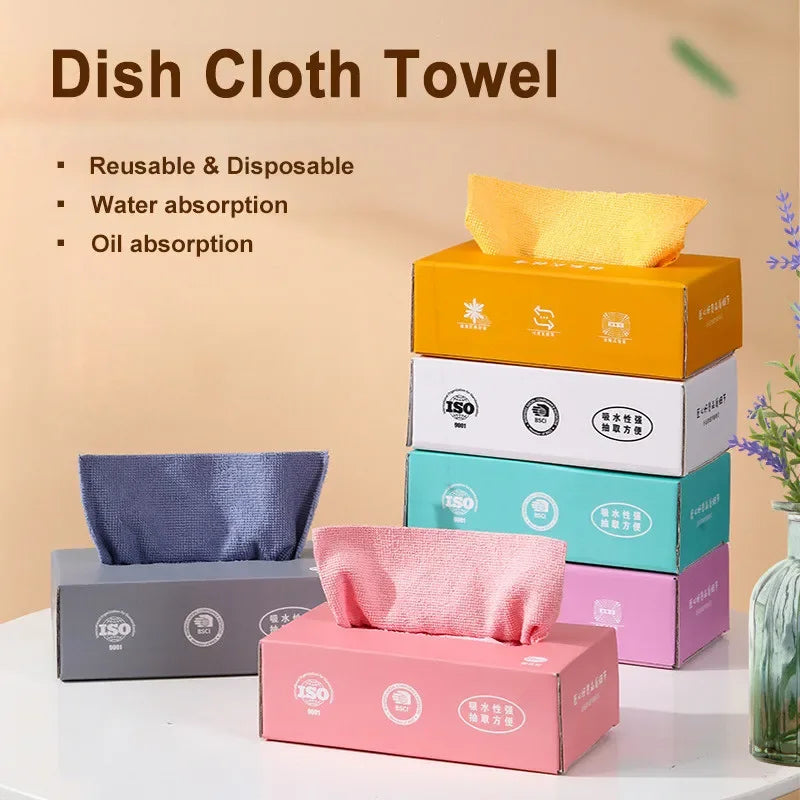 20pcs/box Pull-out Disposable Rags for Kitchen Household Absorbent Microfiber Scouring Pad