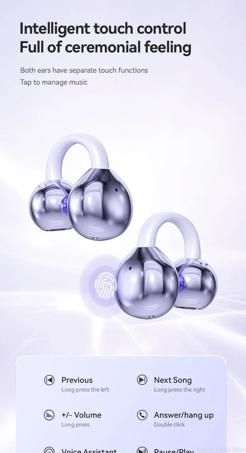 Xiaomi Bone Conduction Earbuds HIFI Bluetooth 5.4 Wireless Clip on Ear With Digital Display Waterproof Sport Headsets With Mic