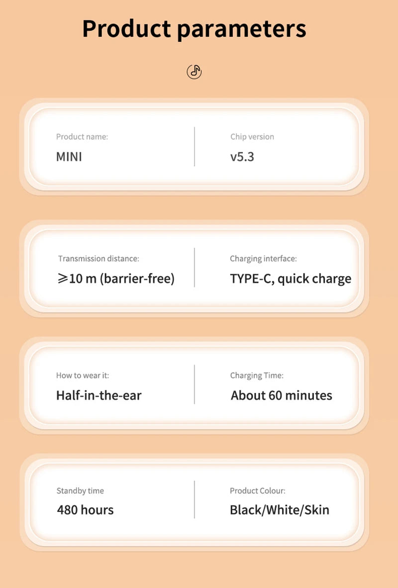 Xiaomi Mini Wireless Bluetooth 5.3 Headset Small Earbuds Sleep Work Music Sports Invisible HD HIFI Bass Sound Quality Earphones