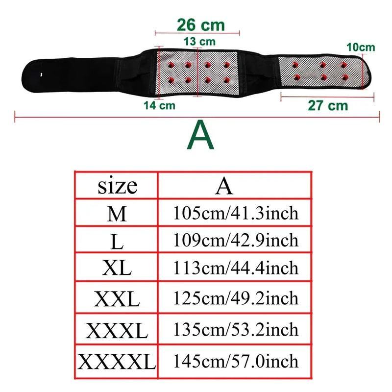 Adjustable Tourmaline Self Heating Magnetic Therapy Back Waist Support Belt Lumbar Brace Massage Band Health Care