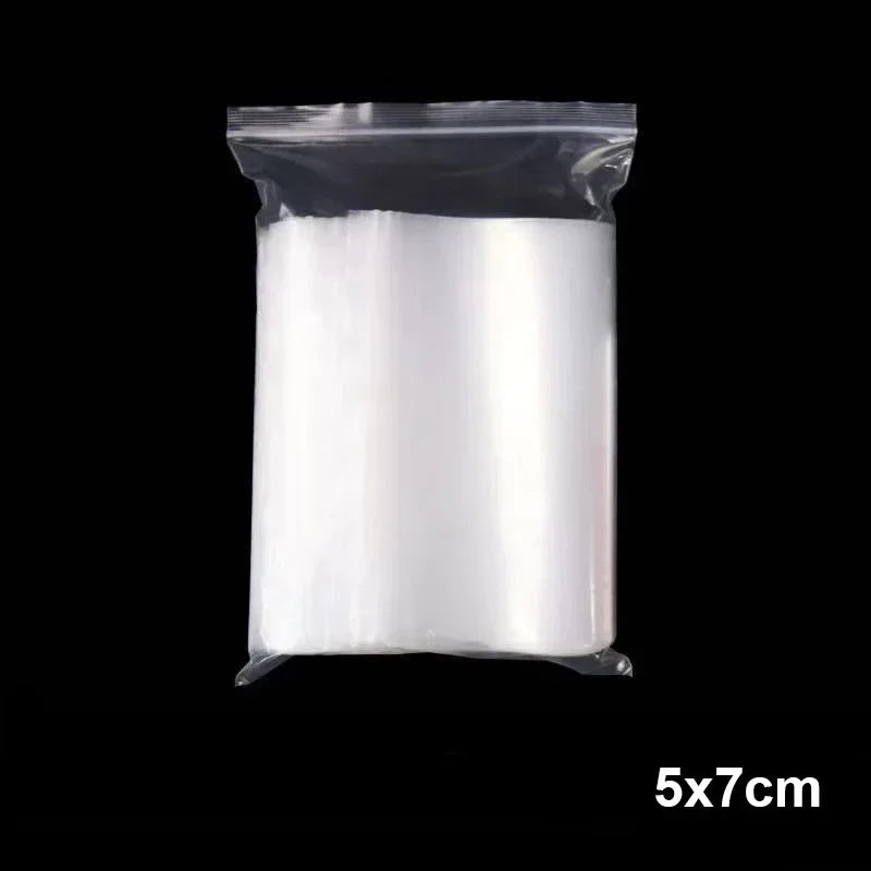 300/100PCS Transparent Zip Bags Food Jewelry Vacuum Storage Bag Plastic Thicken Reclosable Poly Bag Kitchen Organization Package