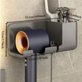 1 Wall Mounted Hair Dryer Bracket Bathroom Shelves Punch-free Drilling Storage Rack Space Saving Care Tools No Punching Air Duct