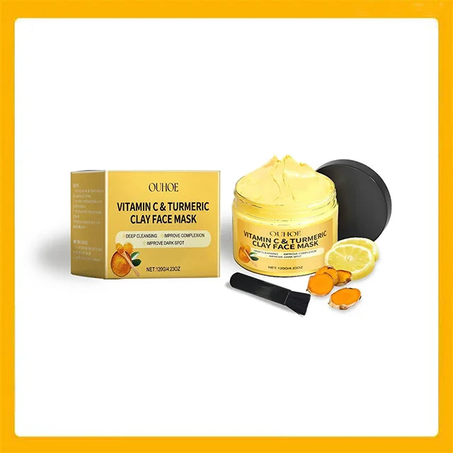 Vitamin C Turmeric Mud Mask Cleansing Shrinking Pores Moisturizer Brighten Deep Hydration Lightening Reduce Dullness Clay Mask