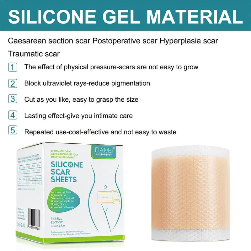 150cm Silicone Gel Scar Sheet Patch Treatment Removal Tape Acne Trauma Burn Scar Cover Skin Repair Section Ear Beauty