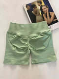teveo Women's Yoga Shorts Stretch Breathable Peach Hip Hip Fitness Running Shorts Hip High Stretch Sweat Wicks Running Shorts