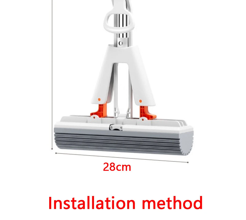 Squeezed Self Draining Rubber Cotton Mop Hand Free Magic Self-Cleaning Flat Mop Reusable Sponge Household Floor Cleaning Tool