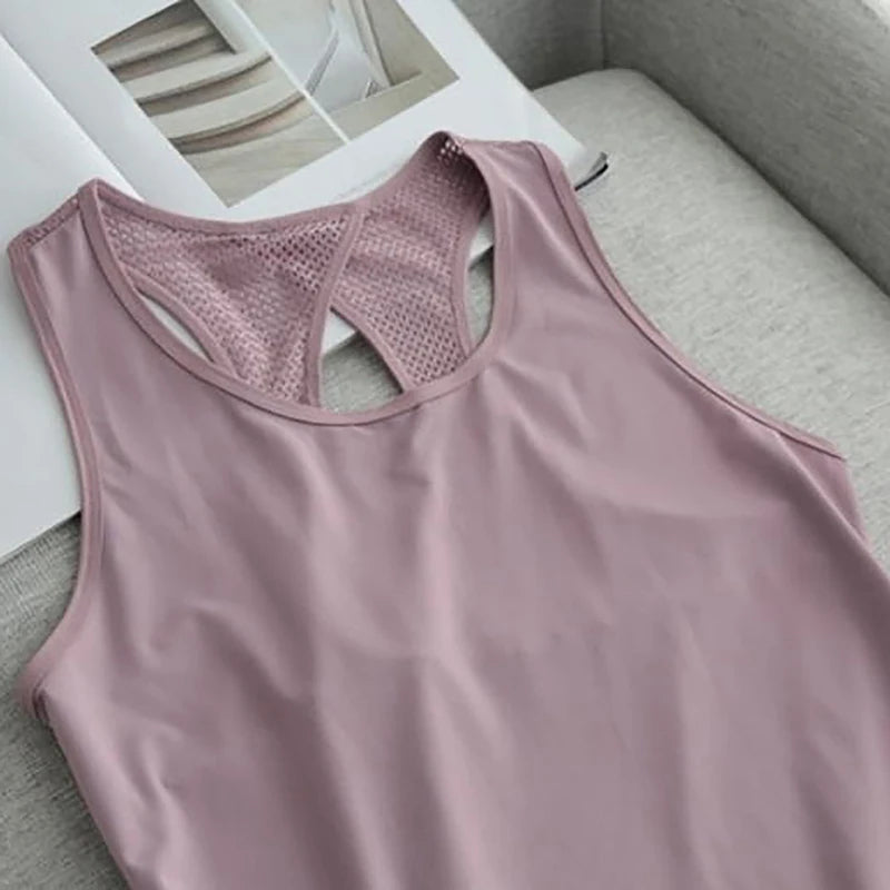 Summer Quick Dry Tank Top Thin Section Mesh Backless Loose Casual Versatile Camisole Yoga Sports T-Shirt Fitness Running Vest