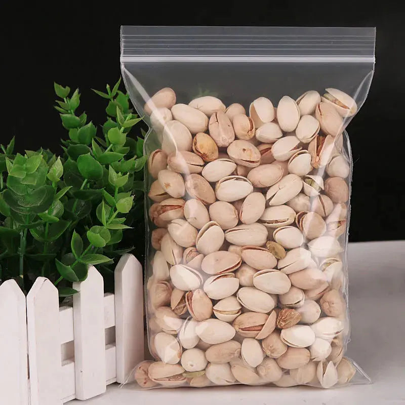 300/100PCS Transparent Zip Bags Food Jewelry Vacuum Storage Bag Plastic Thicken Reclosable Poly Bag Kitchen Organization Package